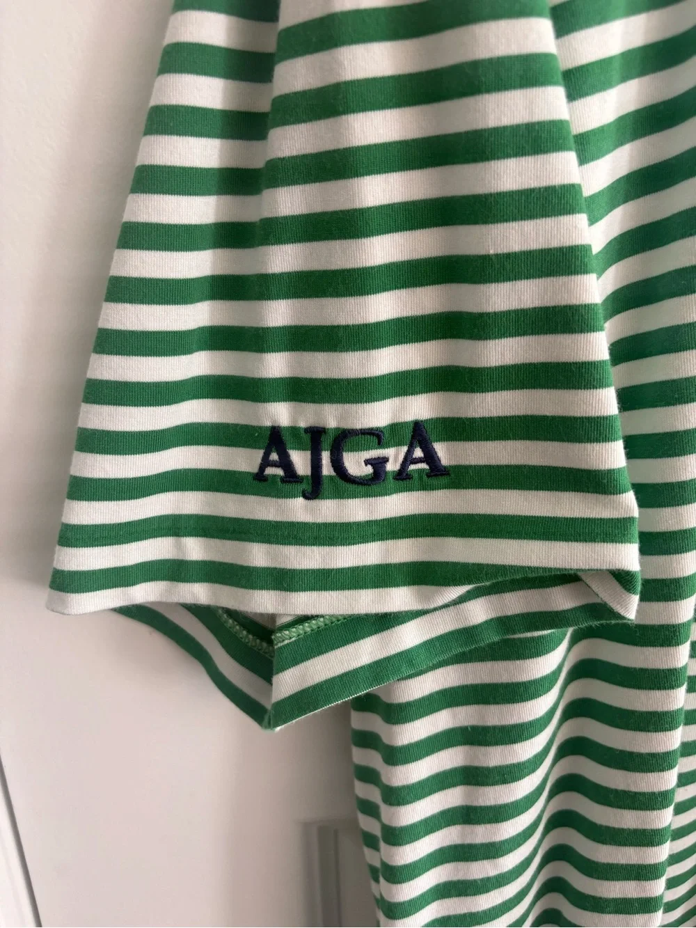 Ralph Lauren Green & White Striped Polo with Navy Pony